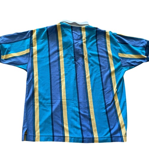 VTG 90s Retro Mens Dockers Polo Shirt Striped Blue Yellow size XL - Picture 2 of 6
