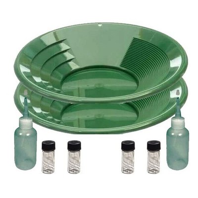Sluice Monkey 2 Pack of 12 inch Green Gold Pans, Sniffers, Vials