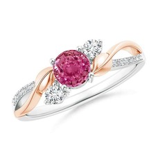 Pink Topaz Gemstone Three-stone Prong Ring Jewelry 925 Sterling Silver