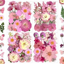 132Pcs Pink Pressed Dried Flowers  Butterfly Resin Molds Real Natural Bulk Dry
