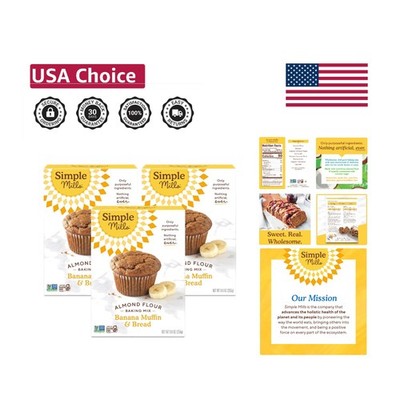 Paleo-Friendly Gluten Free Banana Bread Baking Mix - 3 Boxes for Picky Eaters