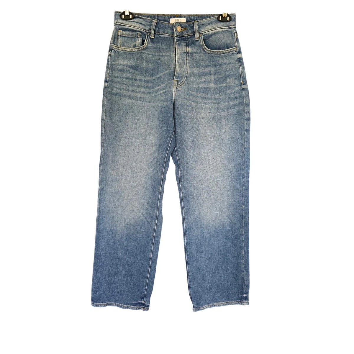 Pantalones de mezclilla Forever 21 Premium para mujer tiro alto pierna recta azul botón mosca talla 27