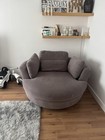 Grey Swivel Cuddle Sofa Love Seat Chair