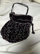 Purse Vintage Black Velvet Beaded