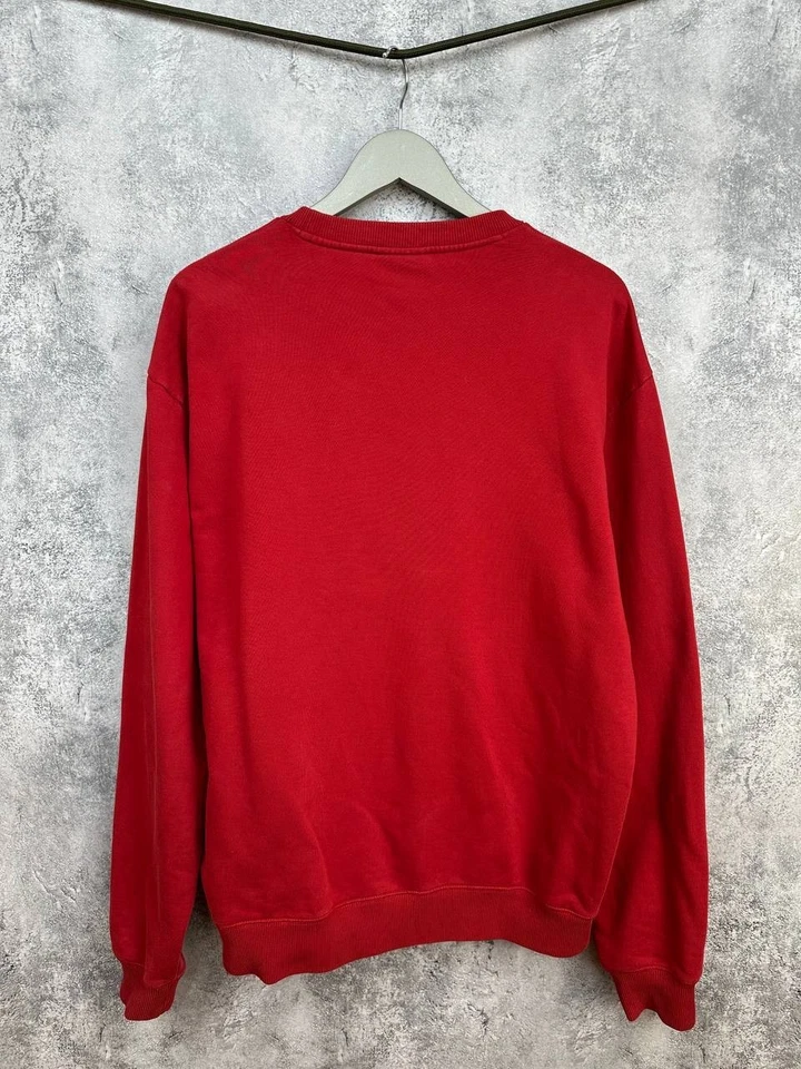 Sudadera de algodón bordada con logotipo de Armani Jeans roja cuello redondo para hombre talla XXL Foto 2 de 4