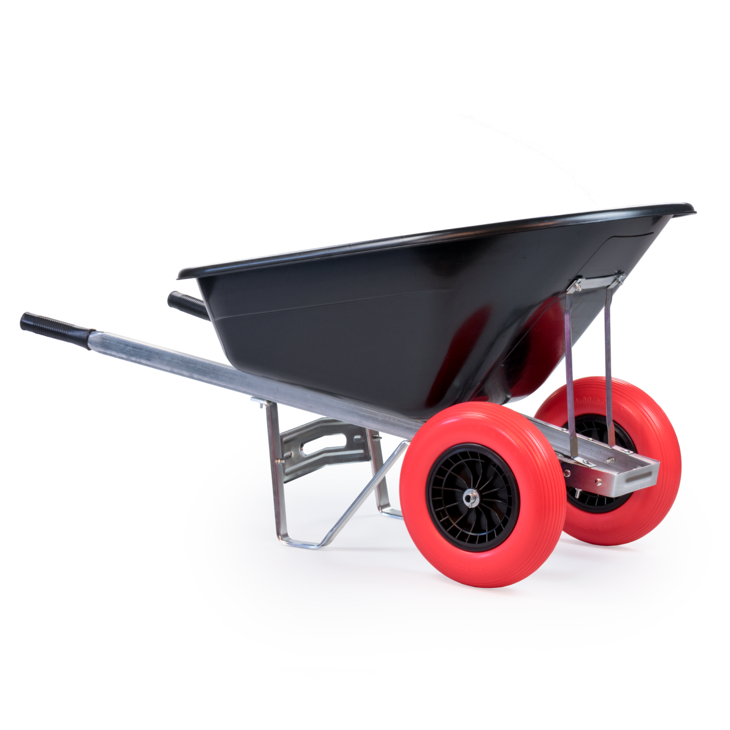 KCT 160L WHEELBARROW LARGE BLACK 2 TWIN WHEEL BARROW HEAVY DUTY PUNCTURE PROOF