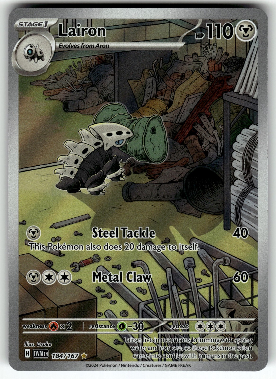 Lairon 184/167 SV06: Twilight Masquerade NM Pokemon Card TCG