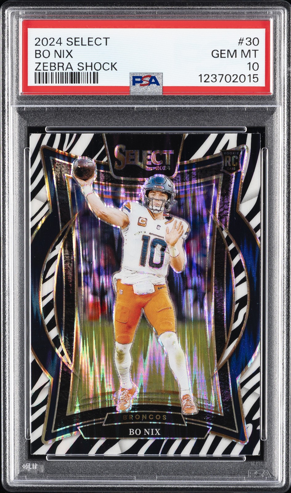 2024 PANINI SELECT ZEBRA SHOCK #30 BO NIX PSA 10