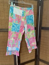 Vintage Lilly Pulitzer large L 14 signature patchwork capris split White Label