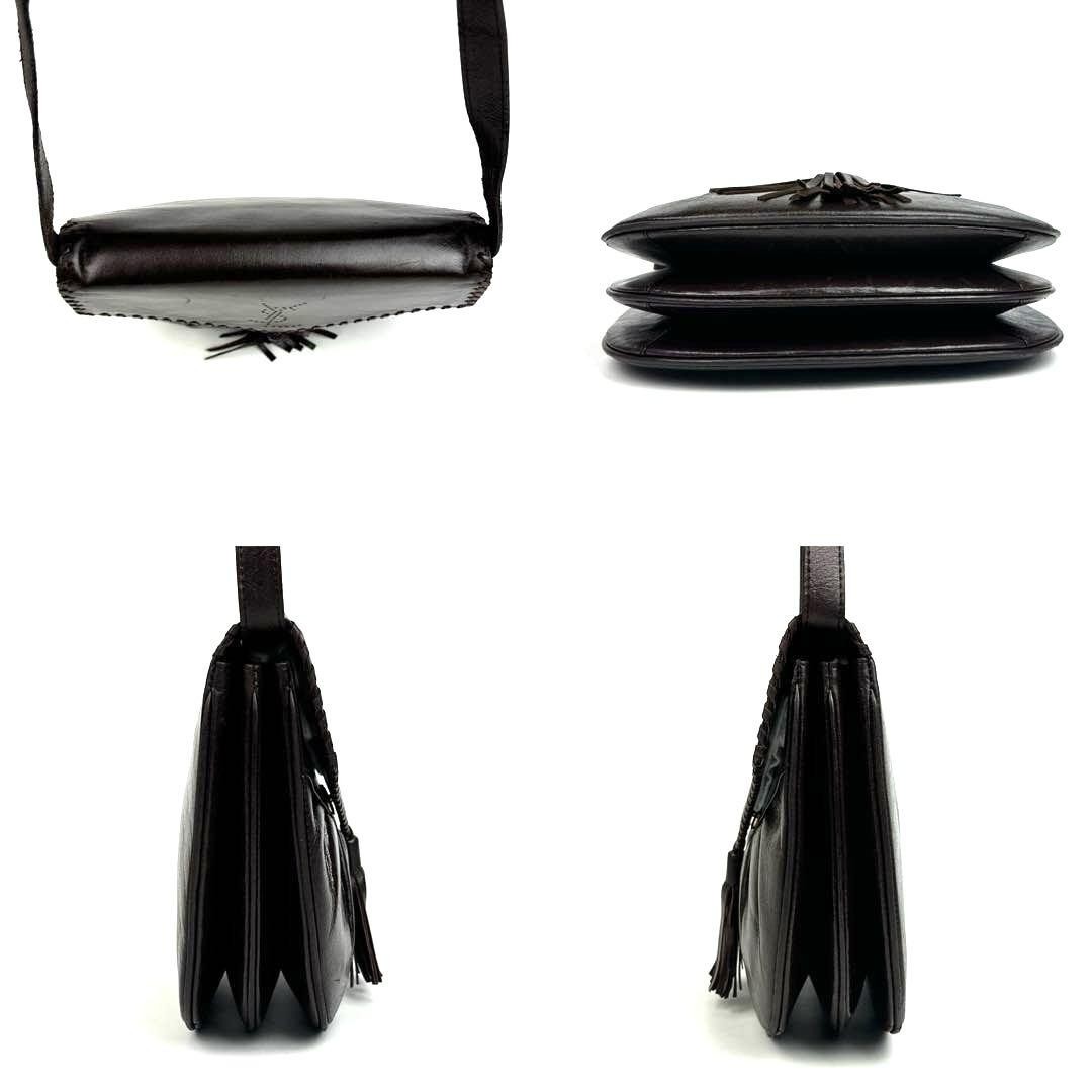 Rara borsa a tracolla Yves Saint Laurent Ysl in pelle con frange traforate