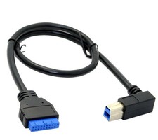 90 Degree Left angle USB 3.0 B Type Male to 3.0 Motherboard 19pin Header Cable