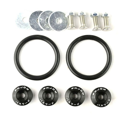 Xotic Tech JDM Black Bumper Fender Trunk Quick Release Fasteners W/Rubber Bands O Rings Washers Replacement For Car Bumper Engine Hatch Fixing Kit (4 Quick Release Tabs With 12 O-Rings - Foto 8