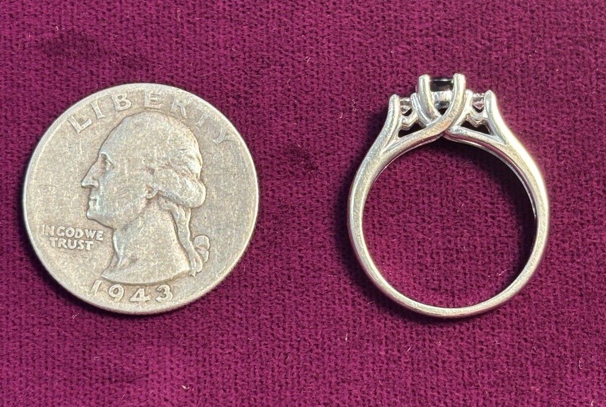 10K Solid White Gold Ring Featuring Two ~.05ct Di… - image 10