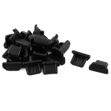 Smartphone Rubber Anti Dust Micro USB Port Cap Cover Protective Black 20pcs