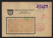 B4777 DDR ZKD B 15 Brief 8000 Halle Saale VEB VAKA Werke nach Schkopau Merseburg