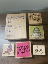 You're Invited Invitation Party Theme Lot of 6 Wood Rubber Stamps