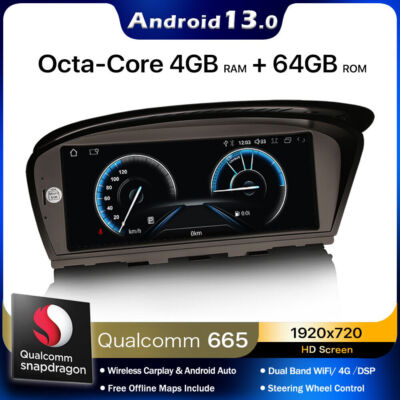 Qualcomm Android 14 Navi Autoradio DAB+CarPlay BMW 3/5er E90 E91 E92 E93 E60 E61