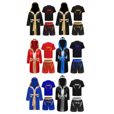 Kids Outfit Muay Set Open Front Uniform Training Costume Cosplay Hooded Junior