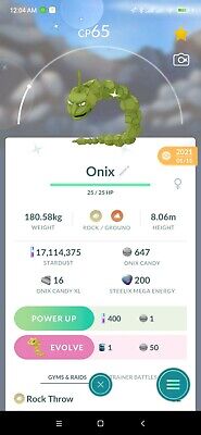 SHINY XXL Onix - Pokemon TRADE GO - Registered Trade - Read Description