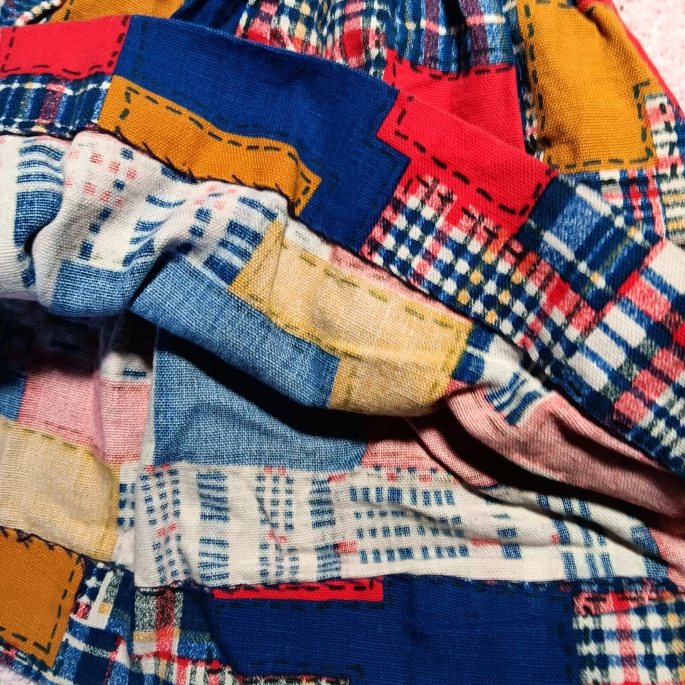 Falda de cintura elástica a cuadros hecha a mano campesina 3T 4T de colección años 70 para niñas Foto 4 de 4