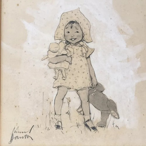 Muriel Dawson, Original SIGNED Pencil & Wash Book illustration Drawing, Framed - Picture 2 of 5