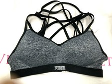 Victoria's Secret Pink Ultimate Strappy Push-Up Sports Bra Gray Marl NWT
