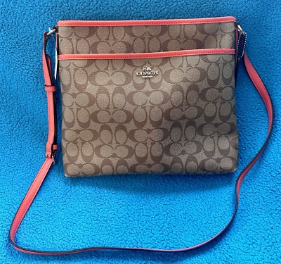 Coach Signature File Crossbody Bag - Khaki/Orange