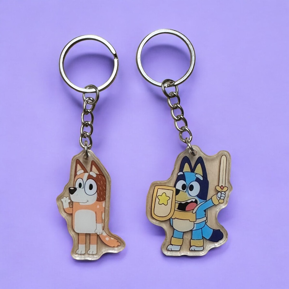 Bluey Bingo Acrylic Keychain Set- 8 Pcs - Cute Birthday Goodie Bag
