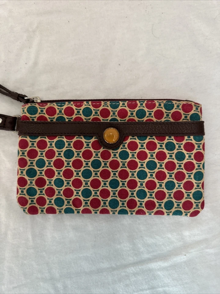 Relic Wristlet Coin Purse Card Holder zip Close Canvas Fun Dot Pattern - Image 2 of 4