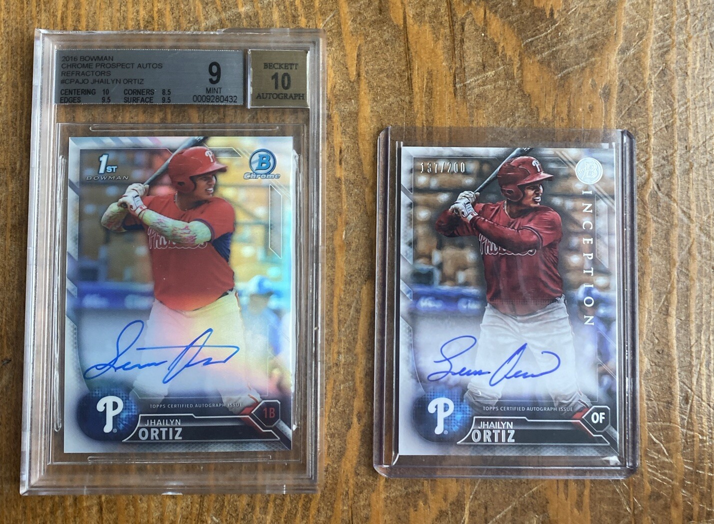 2016 Bowman Chrome Jhailyn Ortiz Refractor Auto /499 BGS 9/10 + Inception Auto