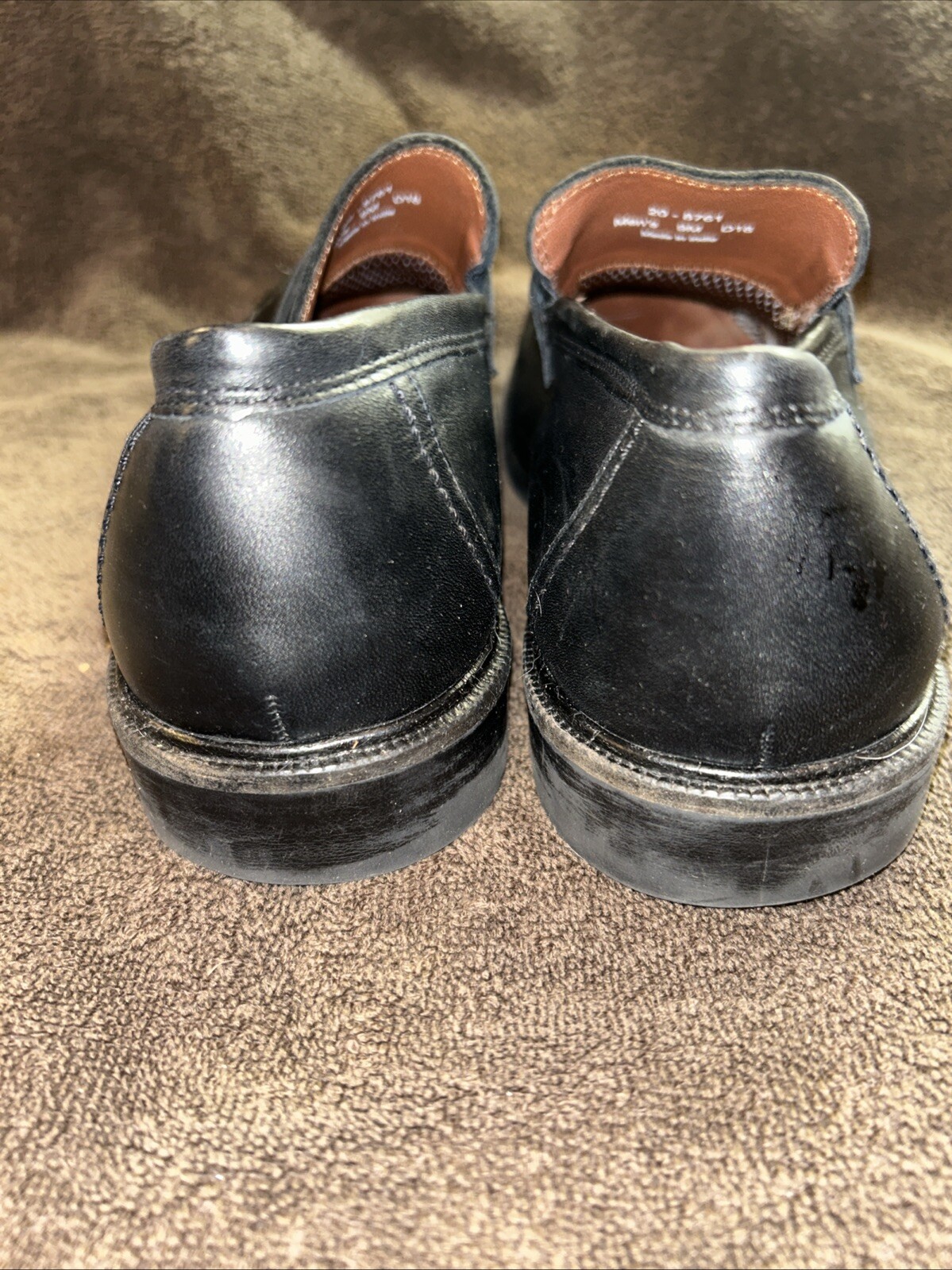 SAOLA Scarpe eleganti da uomo Johnston Murphy taglia 9M mocassini penny neri in pelle usati in ottime condizioni (60D3)