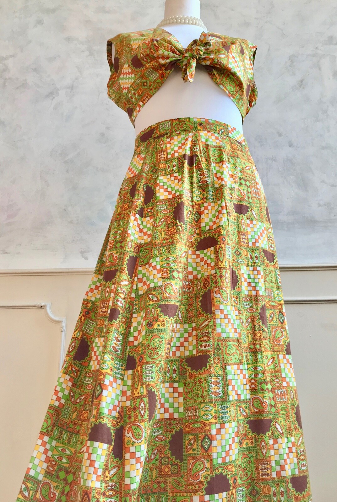 Vintage 1960's Patchwork Geometric Psychedelic 2 … - image 3