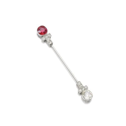 Épingle De Revers En Argent Sterling 925 Avec Rubis Et Motif Flèche - Homme - Fait Main En Inde