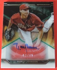 2015 TOPPS STRATA RANDY JOHNSON AUTOGRAPH #ED 02/75 SP HOF 'ER ON CARD