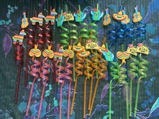 LOT OF 24 Plastic Cinco De Mayo Fiesta Crazy Straws