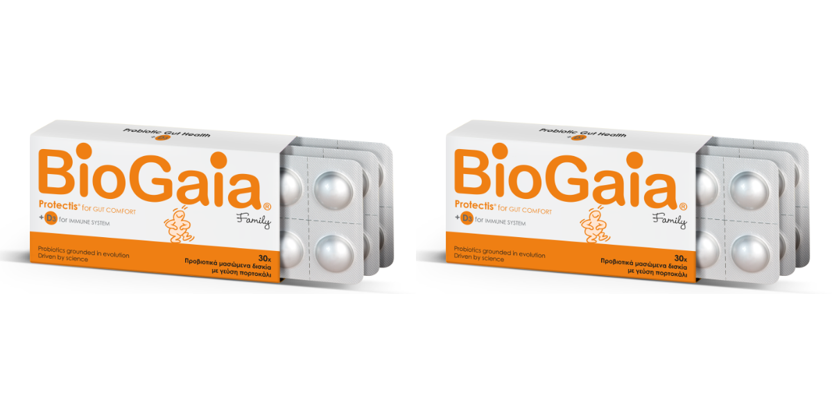 2xBioGaia Protectis Probiotic chewable tablets  + D3 Family, 2x30(60)chew.tabs