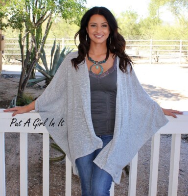 HEATHER GRAY OVERSIZED DRAPE DOLMAN SLEEVE WRAP CARDIGAN JACKET SWEATER S M  L