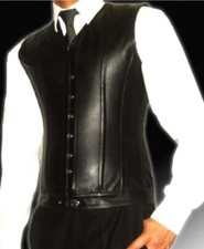 Mens Vest Leather Steel Boned STEAMPUNK Waistcoat Corset Victorian GOTHIC USA