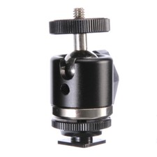 360 Mini Ball Head Hot Shoe Adapter 1/4" Screw for Camera Tripod Black