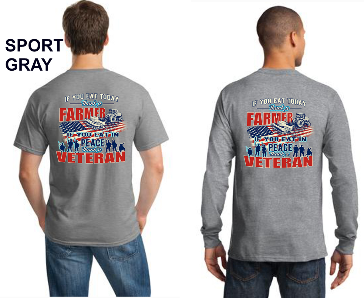 T-shirt Patriotique Américain, Motif Drapeau USA Et Remerciement Fermiers/vétérans - Tailles S à 4XL - Coton 100%