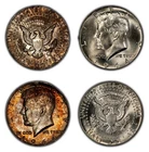 2-Coin 1964 50c Kennedy Half Dollars - PQ End Cap Neon Toning - .723 ASW - Z5356