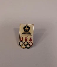 1992 Chrysler Corporation Team USA Olympic Rings Lapel Hat Pin Pinback