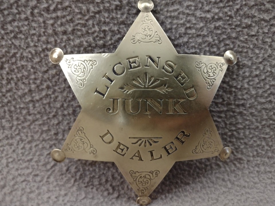 Vintage Brass Novelty Licensed JUNK Dealer Star Badge Pin eBay