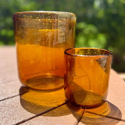 Libbey Amber Recycled Glass Candle Holders   Votive & Pillar Set Cozy Glow