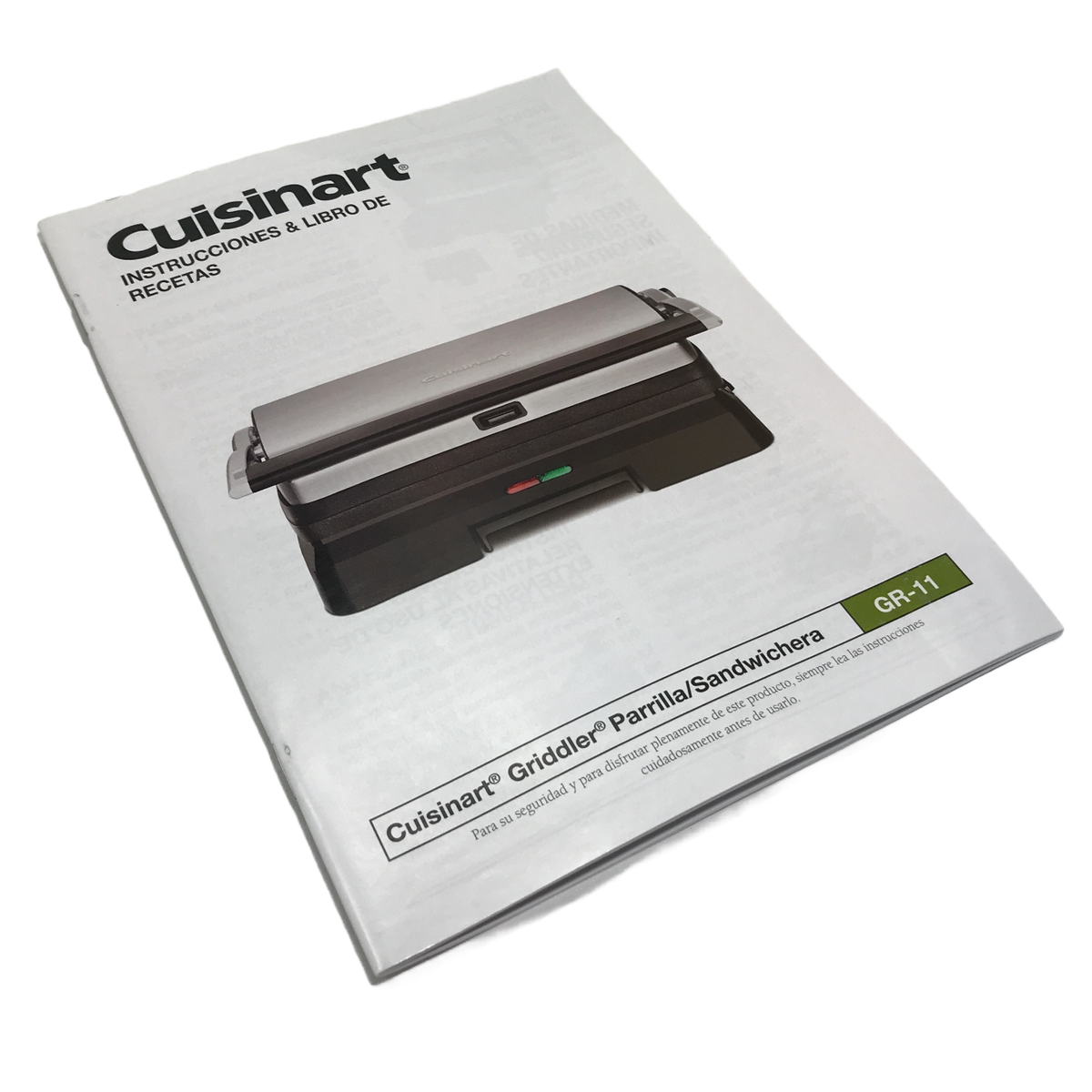 Cuisinart Grill & Panini Press GR-11 GR-11P1 USER INSTRUCTION