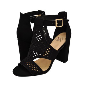 black cut out sandals