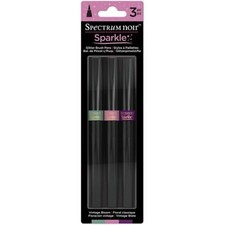 Spectrum Noir Sparkle Glitter Brush Pens Vintage Bloom Set 3 Crafter  s Companion