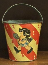 Darling Vintage Collectible Sand Pail With Red And Turquoise Ohio Art Shovel
