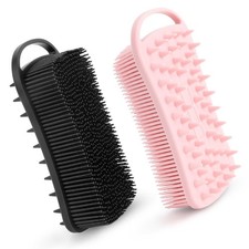 2 PCS Soft Silicone Body Scrubber, 2 in 1 Exfoliating Shower Bath Scrubber, Sili