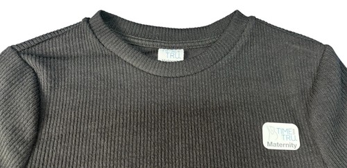 Time and Tru Maternity Dress Size S 4/6 Black Ribbed Knit Long Sleeve Casual NWT - Picture 3 of 7